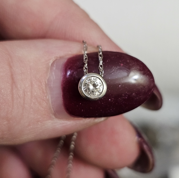 14k genuine diamond necklace 10k chain measures about 19  inches. Pendant stampe - Picture 7 of 10